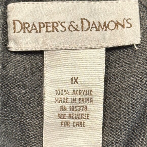 Drapers & Damons Back Zip Mock Neck Gray Sweater Women's Plus Size 1X Acrylic - Picture 5 of 6